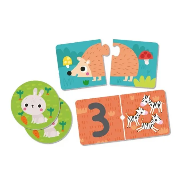 Set 3 jocuri Animale : puzzle, domino, memorie, Apli Kids, Carton, Multicolor