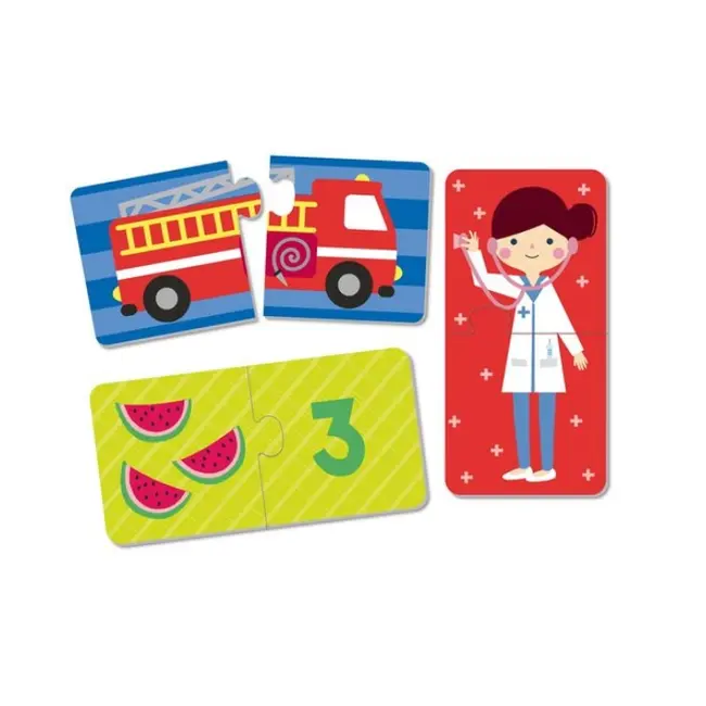 Set puzzle City: transport, numere, profesii, Apli Kids, 7 x 7 cm, 3 x 24 piese