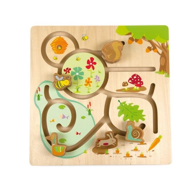 Jucarie placa din lemn, animale din padure, Andreu Toys SOLANT16107