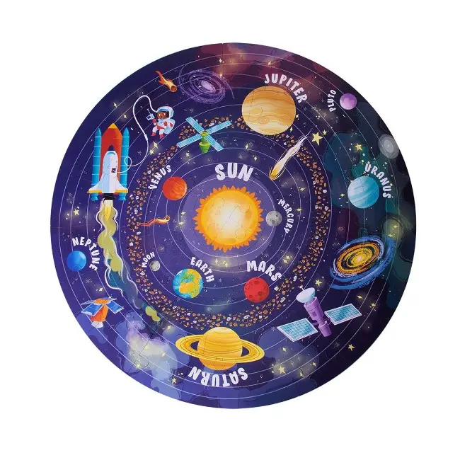 Puzzle circular, Apli, tema Sistemul Solar, 48 piese, 50 cm