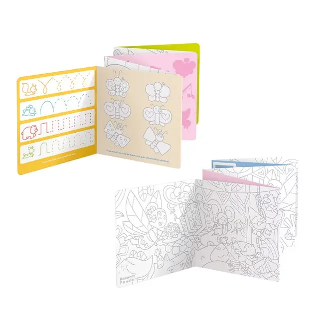 Carte de colorat si trasat linii pentru copii Banana Panda I Love Coloring, imagini cu Zane, 12 ilustratii de trasare si colorare, 2 imagini panoramice, 2 carti tip acordeon, 96 cm lungime SOLBP50162