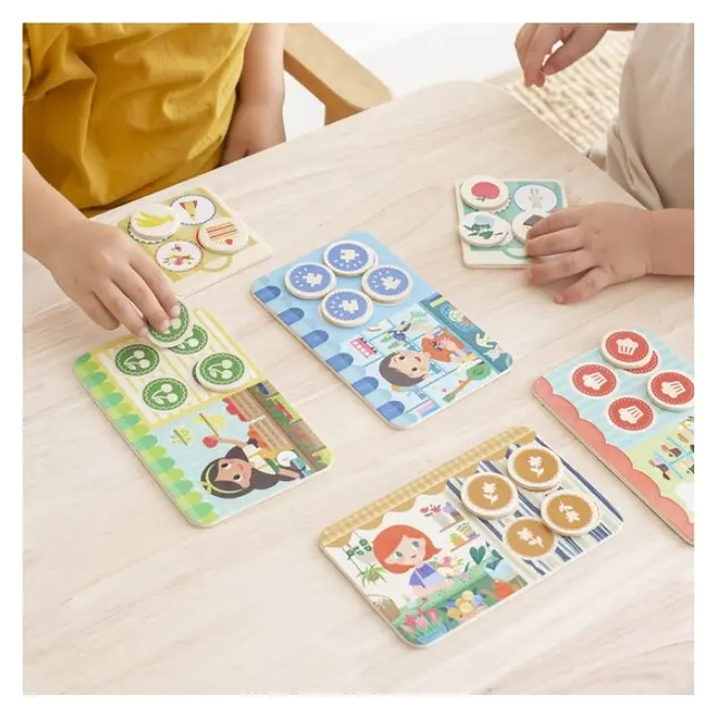 Joc de memorie Lotto Shopping, Apli Kids, Lemn, 22 x 22 x 5.4 cm, Multicolor