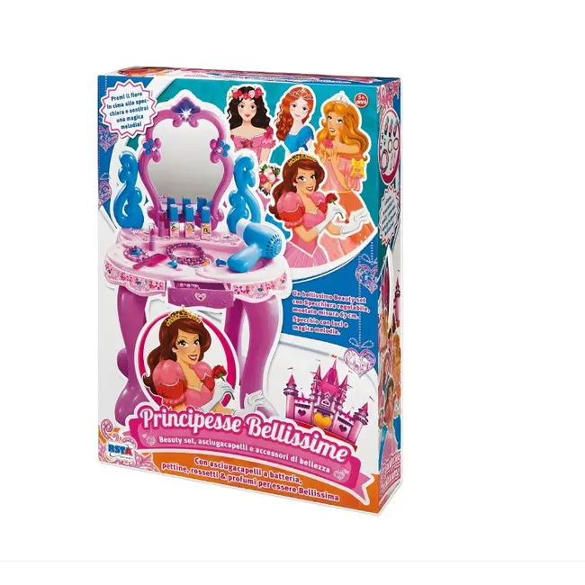 Set frumusete pentru fetite, masuta cu oglinda si accesorii coafat si machiat, feon, oglinda cu lumini, accesorii parfumat si machiat, sertar pentru bijuterii, 67 cm inaltime