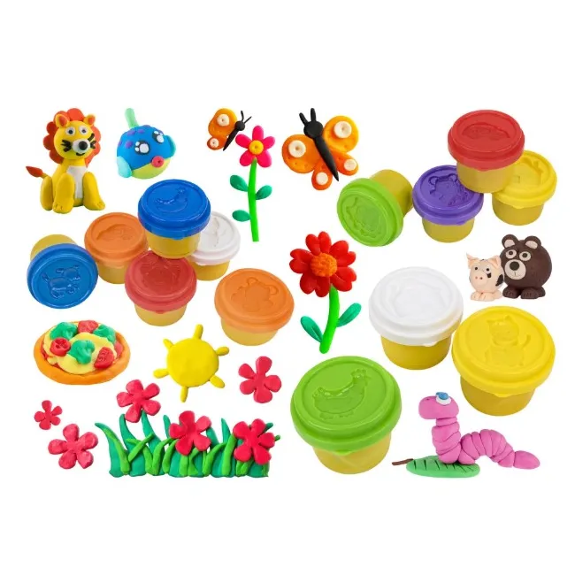 Set plastilina Curcubeu Globo Kidea, 13 culori x 25 g, cu forme de animale, pentru copii SOLGL41571