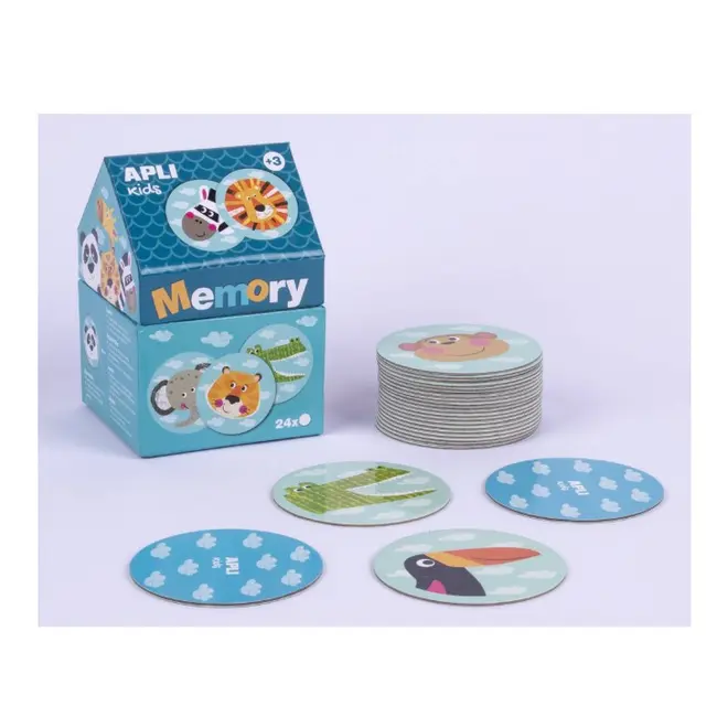 Puzzle APLI - Safari joc memorie in cutie de depozitare casuta, 24 piese