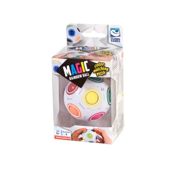 Minge antistres Fidget Rainbow Magic Ball, joc tip cub rubic, alb, Magic Puzzle SOLVDM0896142
