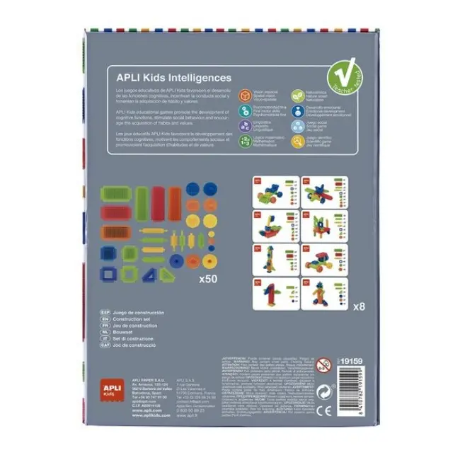 Set 50 blocuri constructie, Apli Kids, Multicolor