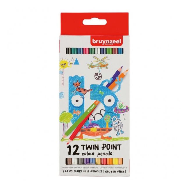 Set 12 creioane colorate Bruynzeel cu doua capete SOLVDM2002507