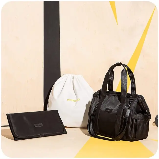 Geanta multifunctionala pentru parinti skiddou inger, onyz leather, negru sk_2080023