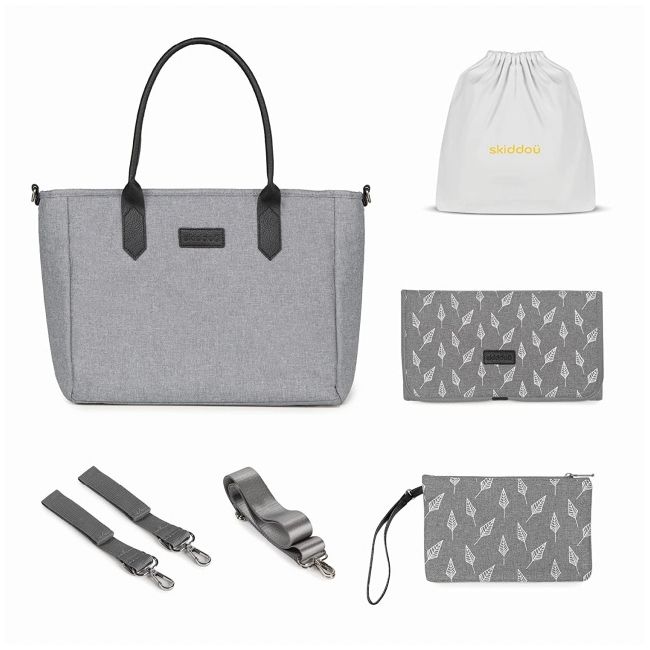 Geanta multifunctionala pentru parinti skiddou ingrid, evening shadow, gri-negru sk_2080033