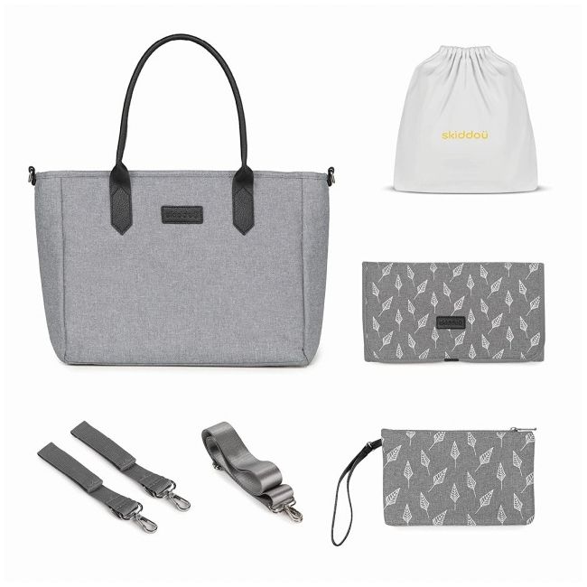 Geanta multifunctionala pentru parinti skiddou ingrid, evening shadow, gri-negru sk_2080033