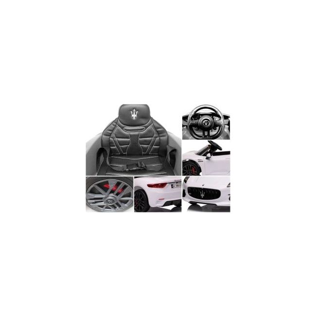Masinuta electrica cu telecomanda maserati granturismo, 99x59.5x44 cm, varsta 1-4 ani, roti eva, scaun din piele eco, putere 90w - alb edeedimaseratigtalb