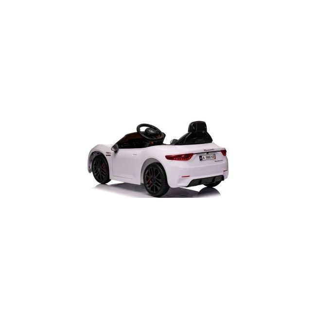 Masinuta electrica cu telecomanda maserati granturismo, 99x59.5x44 cm, varsta 1-4 ani, roti eva, scaun din piele eco, putere 90w - alb edeedimaseratigtalb