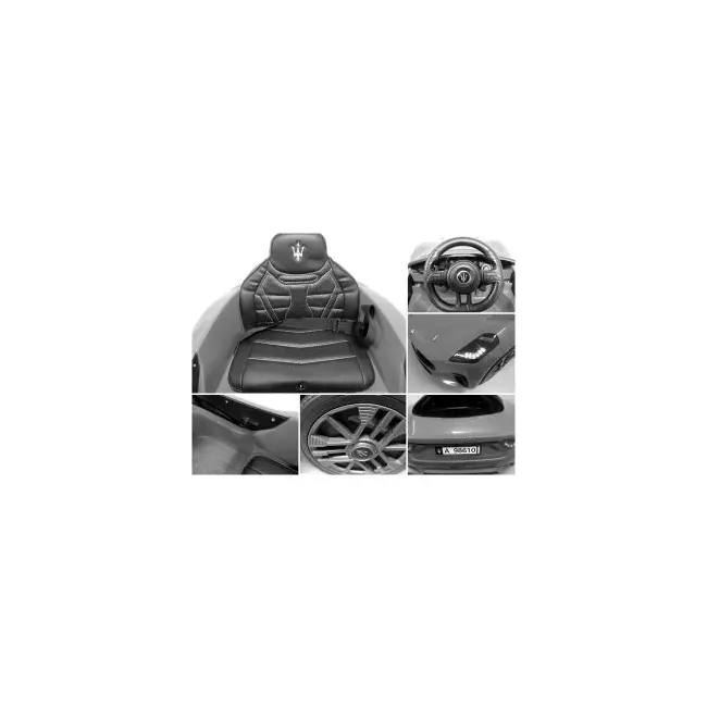 Masinuta electrica cu telecomanda maserati granturismo, 99x59.5x44 cm, varsta 1-4 ani, roti eva, scaun din piele eco, putere 90w - gri edeedimaseratigtgri