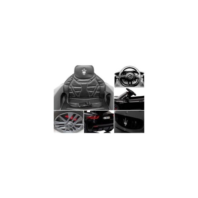 Masinuta electrica cu telecomanda maserati granturismo, 99x59.5x44 cm, varsta 1-4 ani, roti eva, scaun din piele eco, putere 90w - negru edeedimaseratigtnegru