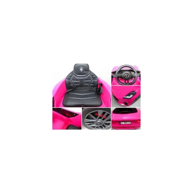 Masinuta electrica cu telecomanda maserati granturismo, 99x59.5x44 cm, varsta 1-4 ani, roti eva, scaun din piele eco, putere 90w - roz edeedimaseratigtroz