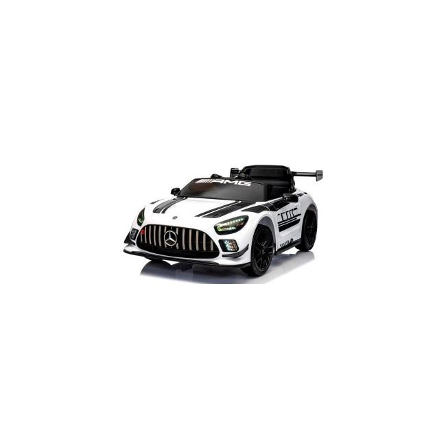 Masinuta electrica cu telecomanda mercedes gt3 evo, 114x69x45 cm, varsta 1-5 ani, roti eva, scaun din piele eco, putere 90w - alb edeedigt3evoalb