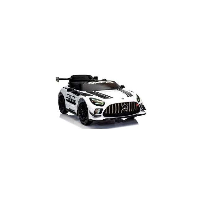 Masinuta electrica cu telecomanda mercedes gt3 evo, 114x69x45 cm, varsta 1-5 ani, roti eva, scaun din piele eco, putere 90w - alb edeedigt3evoalb