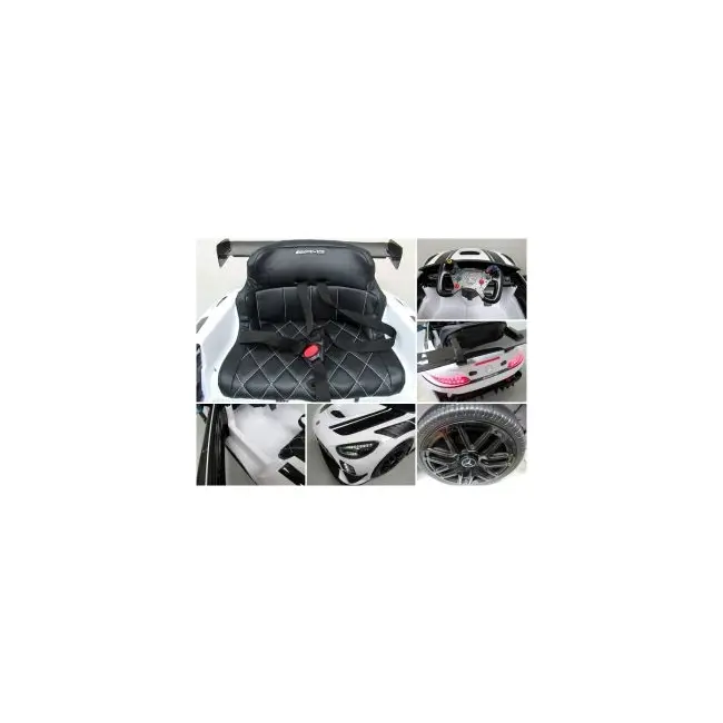 Masinuta electrica cu telecomanda mercedes gt3 evo, 114x69x45 cm, varsta 1-5 ani, roti eva, scaun din piele eco, putere 90w - alb edeedigt3evoalb