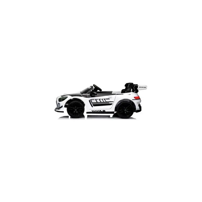 Masinuta electrica cu telecomanda mercedes gt3 evo, 114x69x45 cm, varsta 1-5 ani, roti eva, scaun din piele eco, putere 90w - alb edeedigt3evoalb
