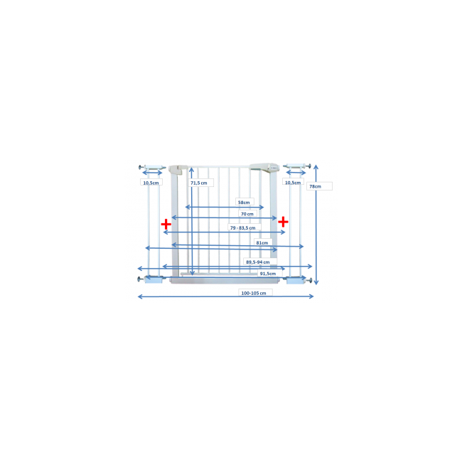 Poarta de siguranta din metal 79-105 cm r-sport s2 - alb edeedijlb328-2alb