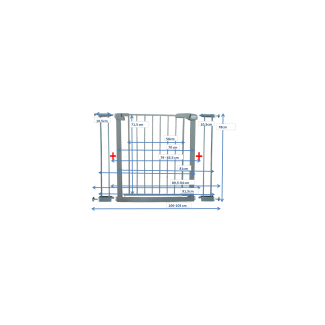 Poarta de siguranta din metal 79-105 cm r-sport s2 - gri edeedijlb328-2gri