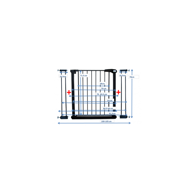 Poarta de siguranta din metal 79-105 cm r-sport s2 - negru edeedijlb328-2negru