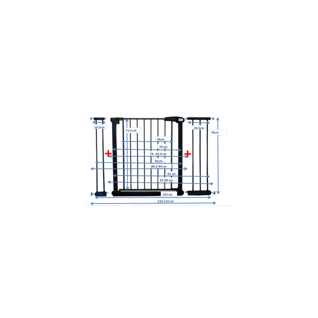 Poarta de siguranta din metal 79-115 cm r-sport s3 - negru edeedijlb328-3negru