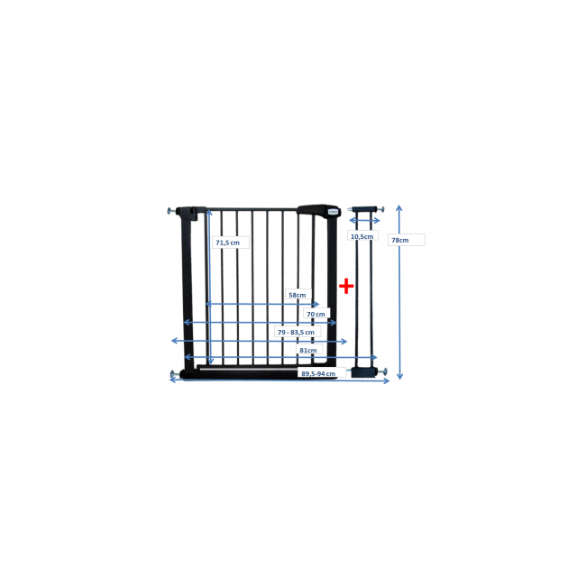 Poarta de siguranta din metal 79-94 cm r-sport s1 - negru edeedijlb328-1negru