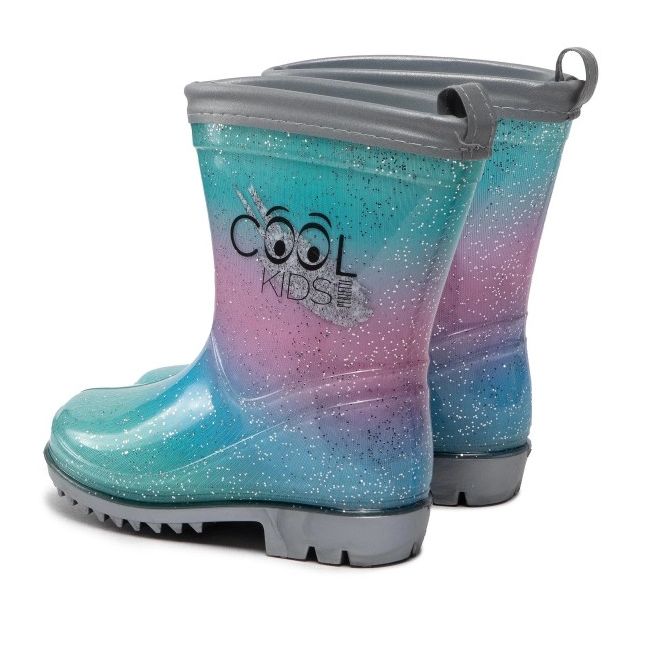 Cizme de cauciuc Perletti cu margine reflectorizanta - marime 26 27 roz albastru SOLPE15597-26/27