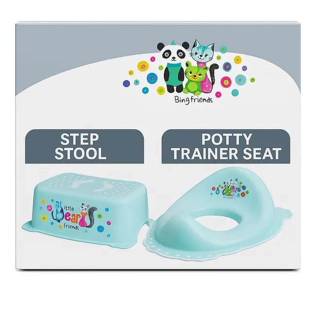 ,&oelig;  Set Complet Reductor Toaleta  + Inaltator Baie Antiderapant, Bear And Friends Mint ,   Maltex Baby Pjbc1923-1090