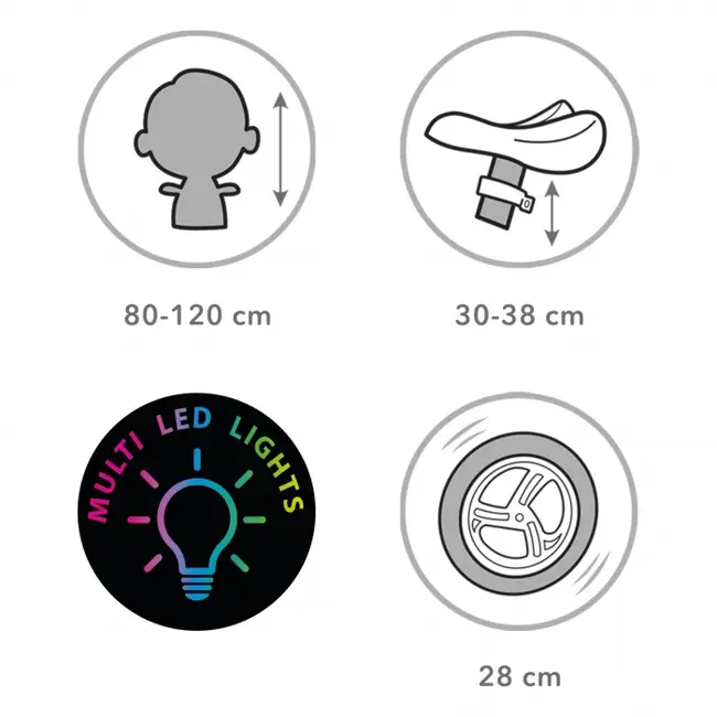 Bicicleta fara pedale cu led kidwell rebel - neon pink edeedirobirle03a1