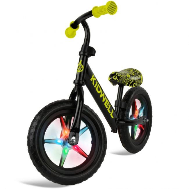 Bicicleta fara pedale cu led kidwell rebel - neon yellow edeedirobirle04a1