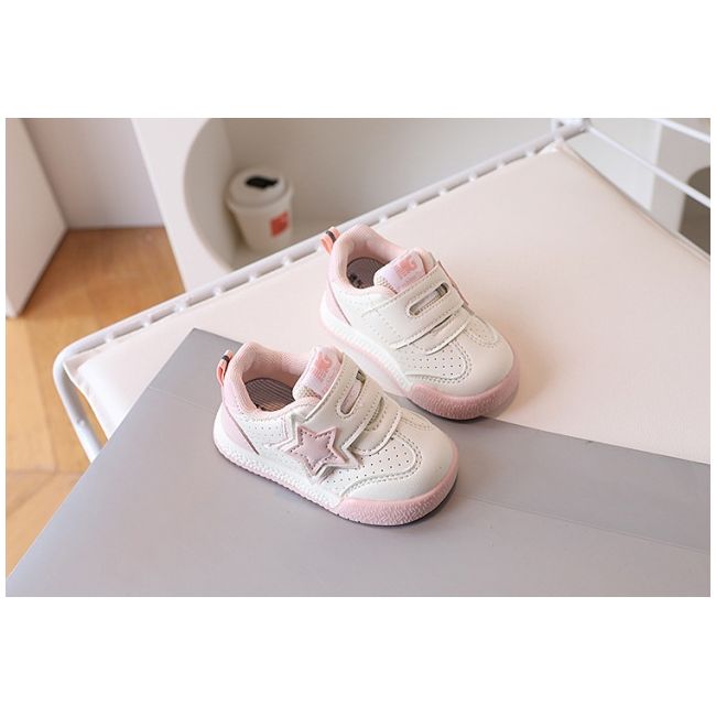 Adidasi albi pentru fetite - pink star mbsxz-p-777-3-sa46