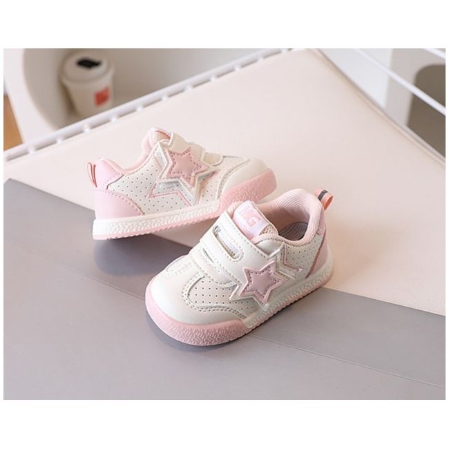 Adidasi albi pentru fetite - pink star mbsxz-p-777-3-sa46
