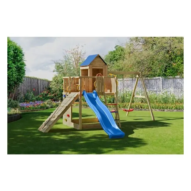 Complex joaca din lemn 7in1, pentru 10 copii,  fungoo treehouse natur - okefu05130pkx