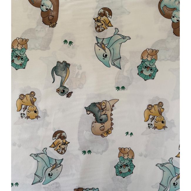 Lenjerie bumbac ranforce pat 3 piese copii 2-12 ani Dino pentru saltele 160x80 cm ASC6427968006839
