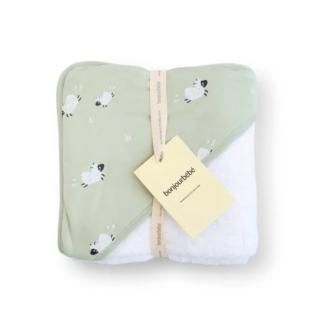 Prosop Baie Cu Gluga Bebelusi 0-5 Ani ,   Bumbac Certificat Oeko-tex  , 100x100 Cm, Funny Farm Pjb18ff51-038