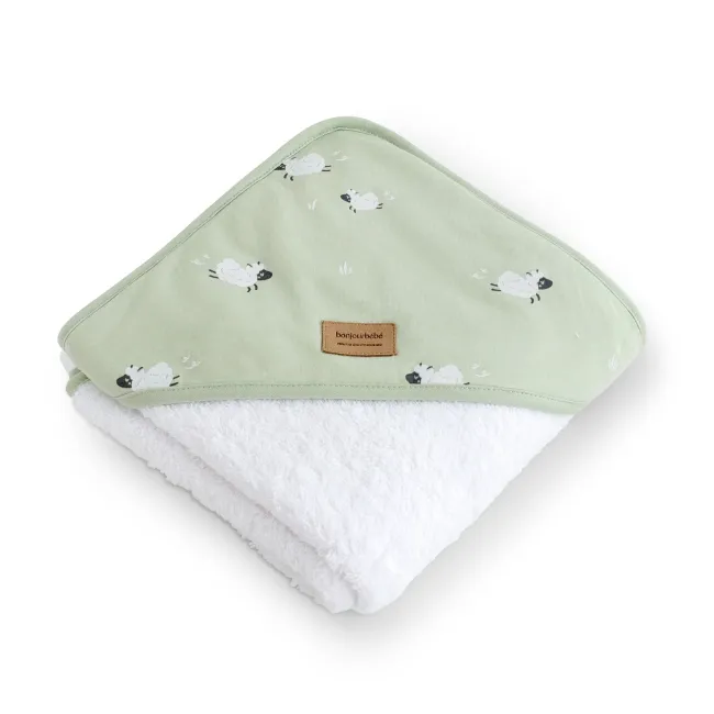 Prosop Baie Cu Gluga Bebelusi 0-5 Ani ,   Bumbac Certificat Oeko-tex  , 100x100 Cm, Funny Farm Pjb18ff51-038
