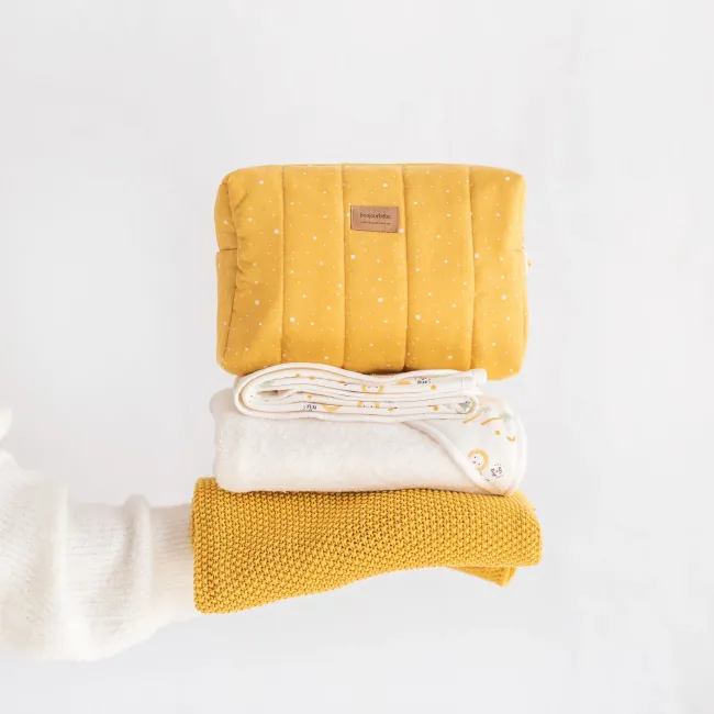 Prosop Baie Cu Gluga Bebelusi 0-5 Ani ,   Bumbac Certificat Oeko-tex  , 100x100 Cm, Nairobi Mustard Pjb18na41-048