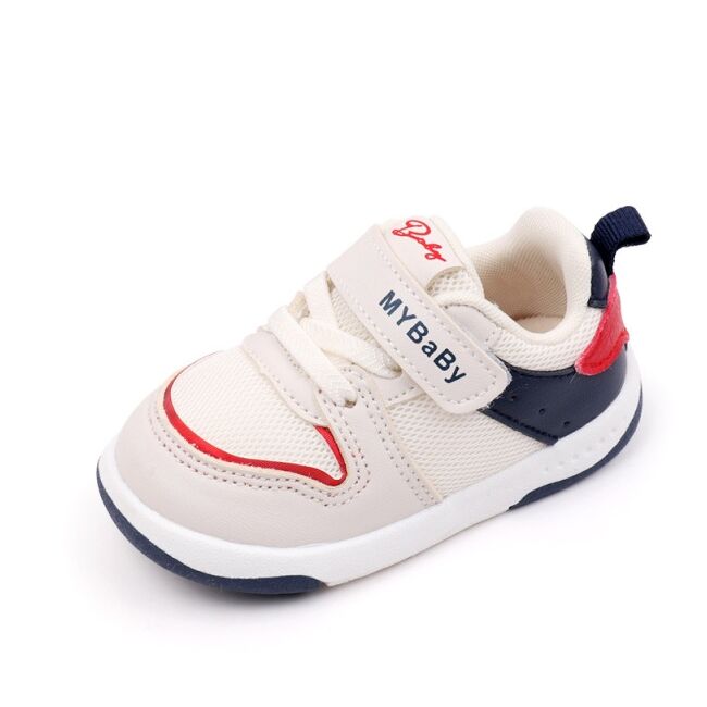 Adidasi albi cu insertii bleumarine pentru copii - mybaby mbbm02-4-s1