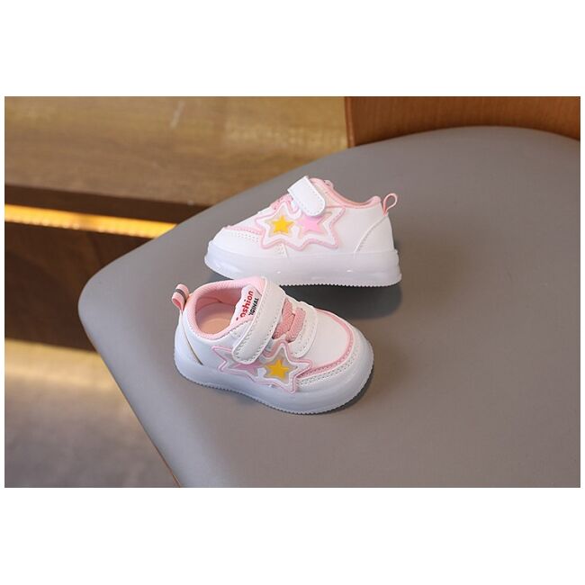 Adidasi albi cu luminite si stelute colorate mbgs3629-2-sa52