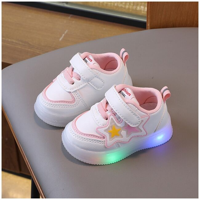 Adidasi albi cu luminite si stelute colorate mbgs3629-2-sa52