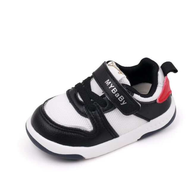 Adidasi negri cu insertii albe pentru copii - mybaby mdbm02-5-bo1