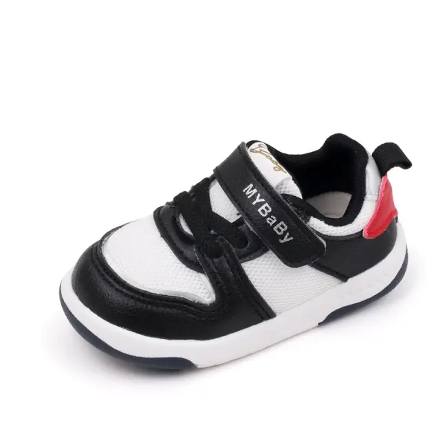Adidasi negri cu insertii albe pentru copii - mybaby mdbm02-5-bo1