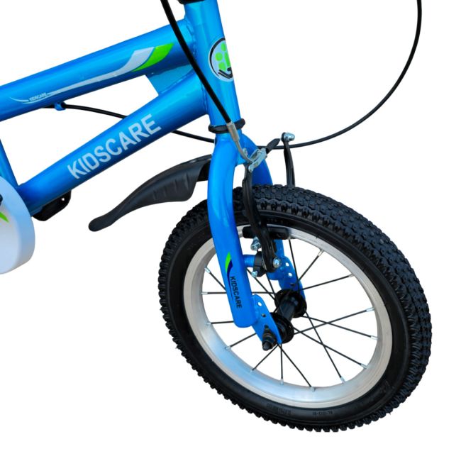 Bicicleta copii 2-4 ani HappyBoy KidsCare albastra 12 inch – cu roti ajutatoare, frane de mana, sticla inclusa, pentru baieti SUPKC_HB12-blue