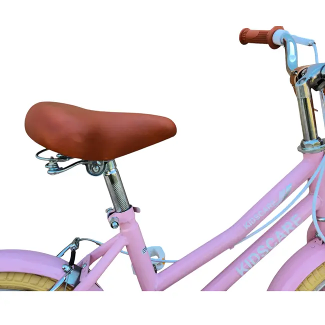 Bicicleta copii 3-6 ani HappyGirl KidsCare roz 14 inch – cu roti ajutatoare, frane de mana, cosulet, pentru fete SUPKC_HG14-pink