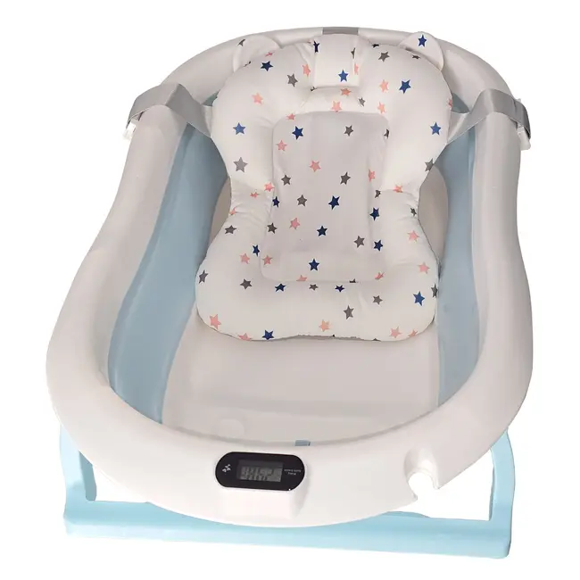 Cadita pliabila bebelusi albastra, suport metalic KidsCare, termometru, perna reductor, jucarii, protectie cap, cana pliabila SUPKC-CB312-SUPORT-blue