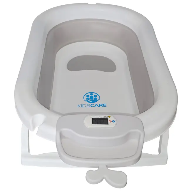 Cadita pliabila gri cu suport metalic KidsCare, termometru, perna reductor, jucarii, protectie cap, cana pliabila SUPKC-CB311-SUPORT-grey