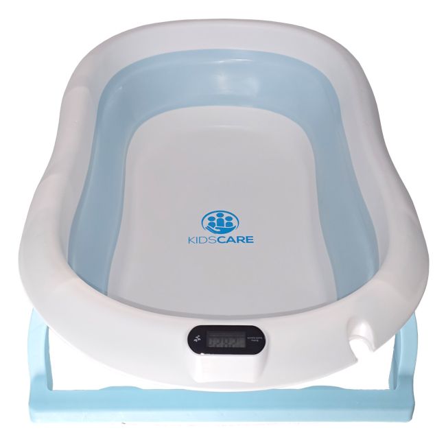Cadita pliabila pentru bebelusi albastra KidsCare, termometru, perna reductor, jucarii, protectie cap, cana pliabila SUPKC-CB312-blue